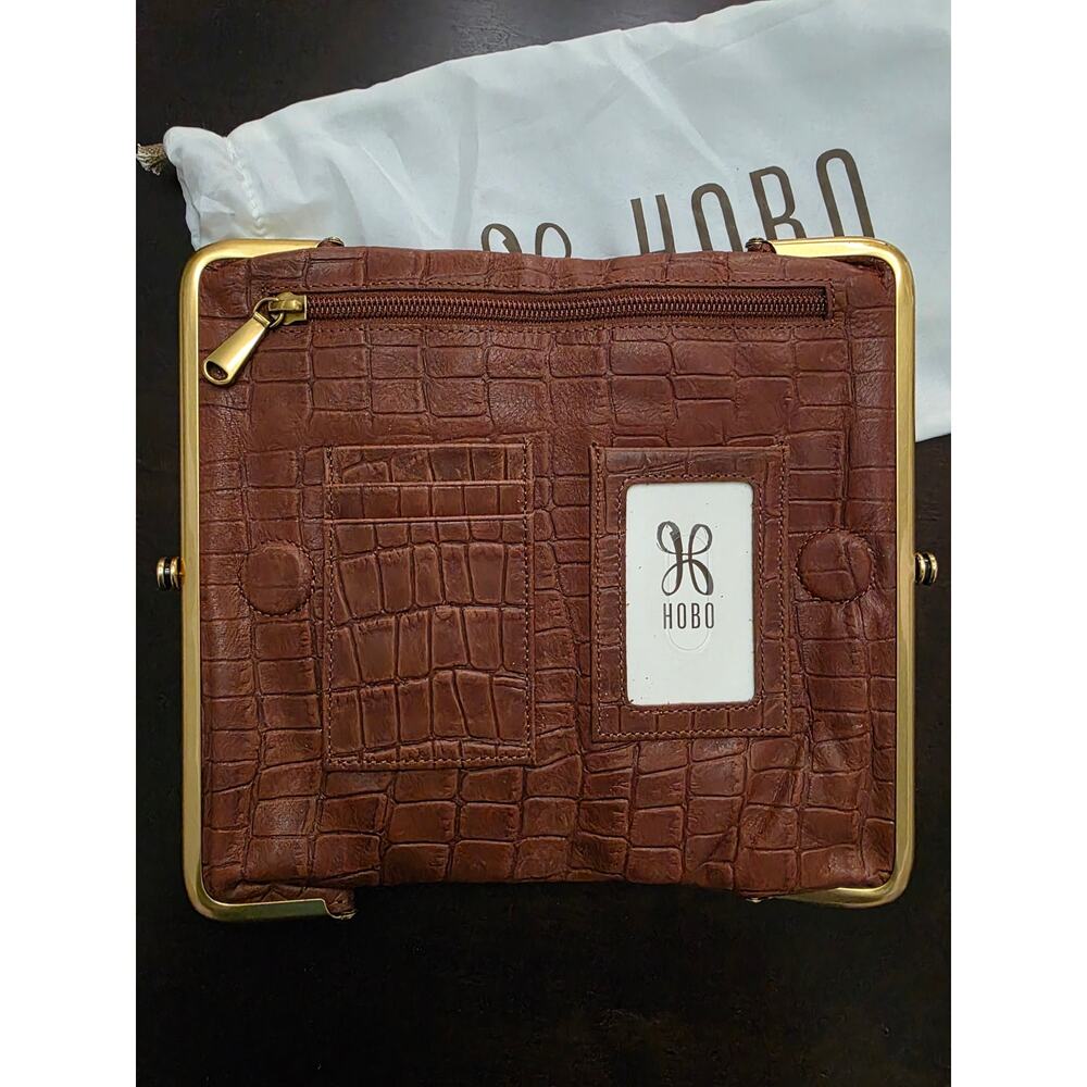 Hobo Lauren Croco Brandy Wallet Gold Hardware - Picture 2 of 7